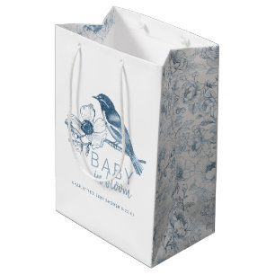Blue Spring Boy Baby Shower Medium Gift Bag