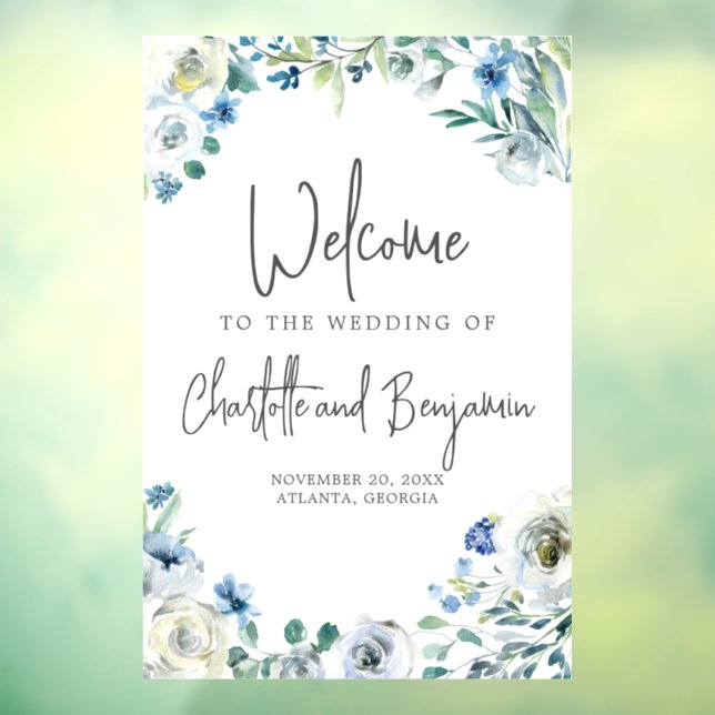 Blue Spring Floral Chic Welcome to Our Wedding (Sheet 3)