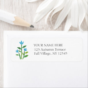 Blue Spring Flowers Hand-Drawn Return Address