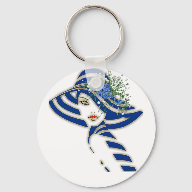 Blue Spring Flowers Wedding gifts Key Ring (Front)