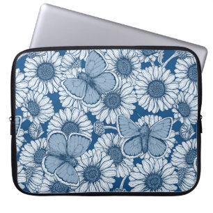 Blue spring, wild flowers, daisies laptop sleeve