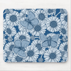 Blue spring, wild flowers, daisies mouse pad