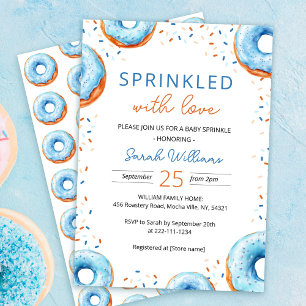 Blue Sprinkle Donut Baby Shower Invitation