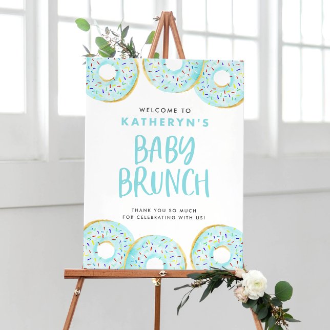 Blue Sprinkle Doughnuts Baby Brunch Welcome Poster (Creator Uploaded)