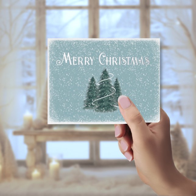 Blue Spruce Foil Christmas Postcard (Creator Uploaded)