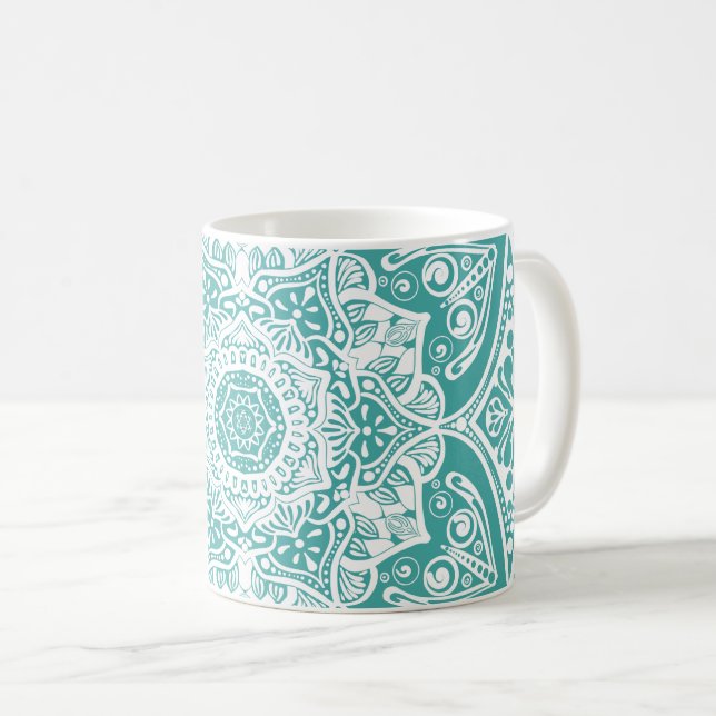 Blue Spruce Mandala Coffee Mug (Front Right)