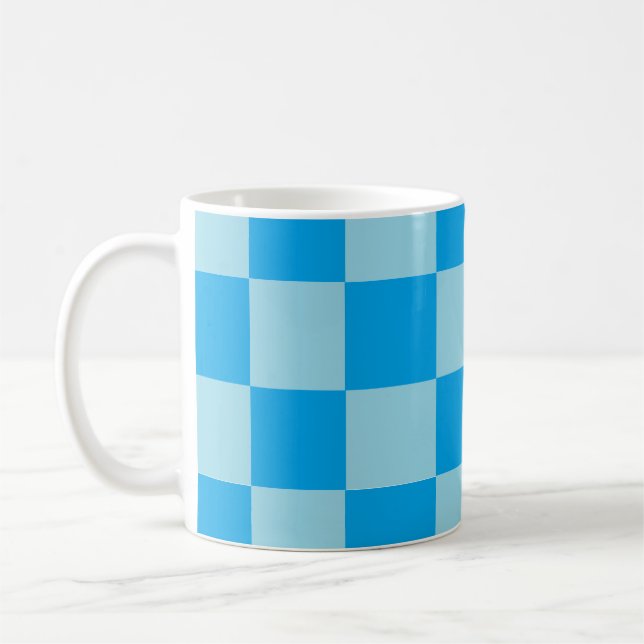 Blue square blocks geometric coffee mug (Left)