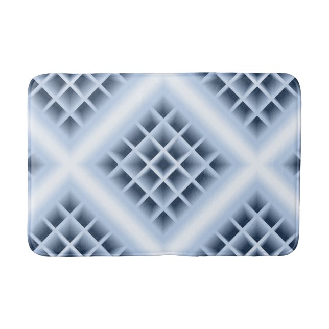 Blue square holes pattern bath mat (Front)