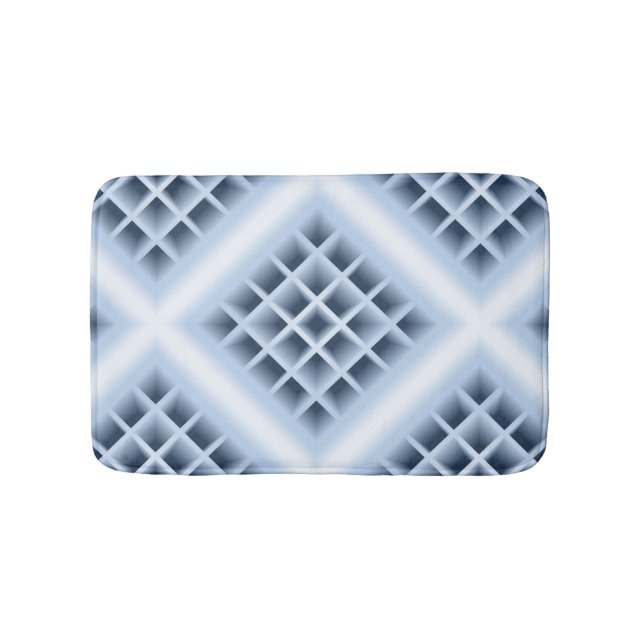 Blue square holes pattern bath mat (Front)