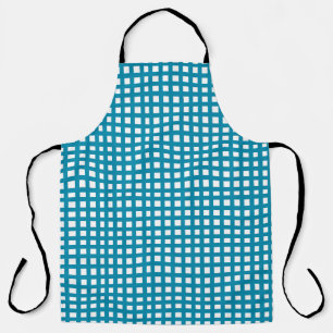Blue square mesh grid apron
