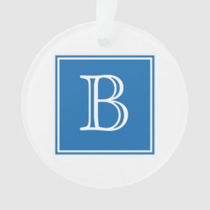 Blue Square Monogram Acrylic Ornament