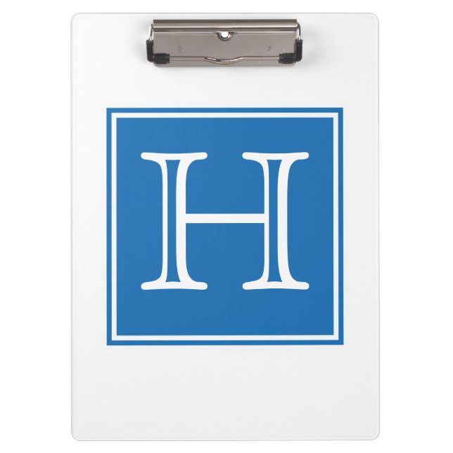 Blue Square Monogram Clipboard (Front)