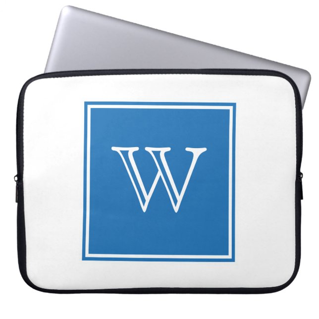 Blue Square Monogram Laptop Sleeve (Front)
