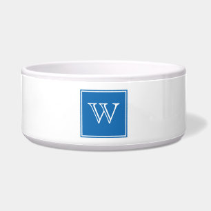 Blue Square Monogram Pet Bowl