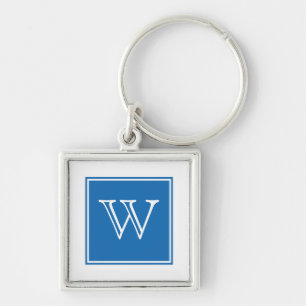 Blue Square Monogram Premium Keychain