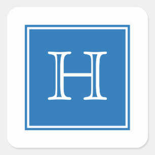 Blue Square Monogram Stickers
