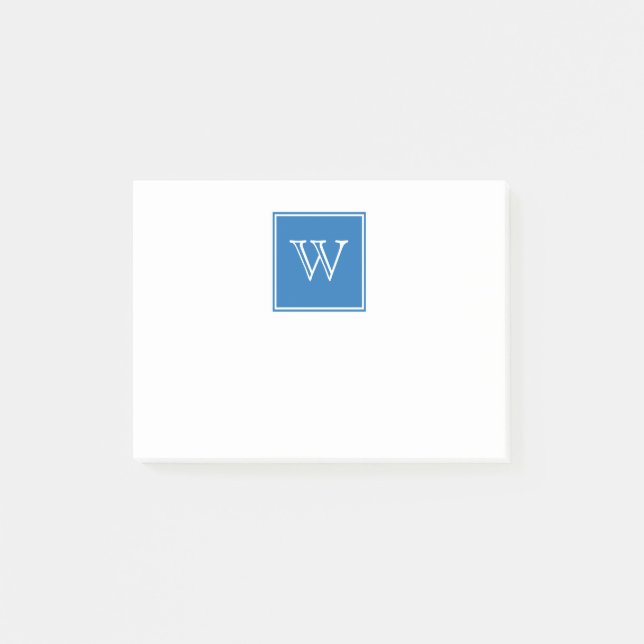 Blue Square Monogram Sticky Notes (Front)