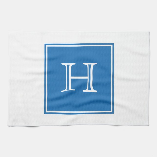 Blue Square Monogram Towel (Horizontal)