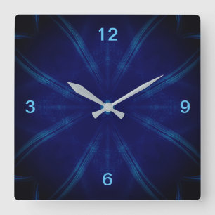 blue square wall clock