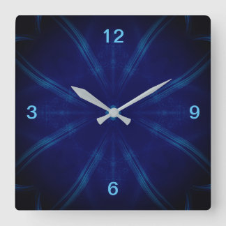 blue square wall clock