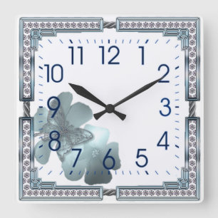Blue Square Wall Clock