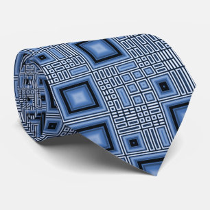 Blue Squares Fractal Tie