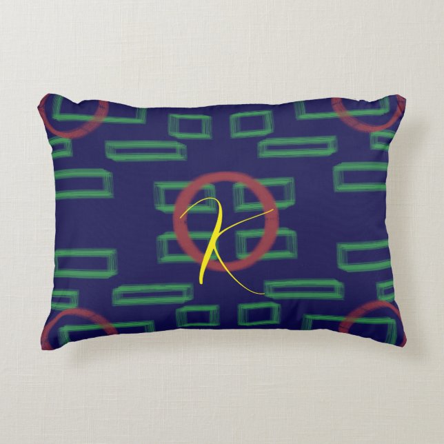 Blue Squares Geometric  Decorative Cushion (Front)