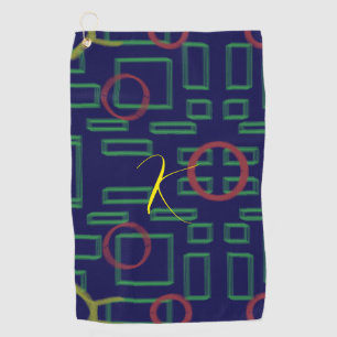 Blue Squares Geometric  Golf Towel