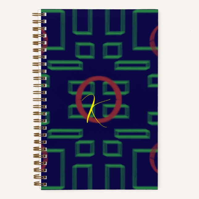 Blue Squares Geometric  Notebook (Front)