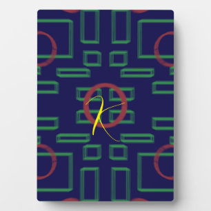 Blue Squares Geometric  Plaque