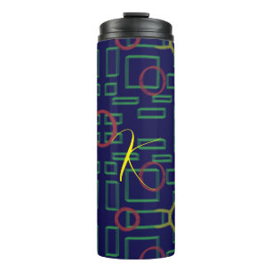 Blue Squares Geometric Thermal Tumbler