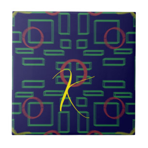 Blue Squares Geometric Tile