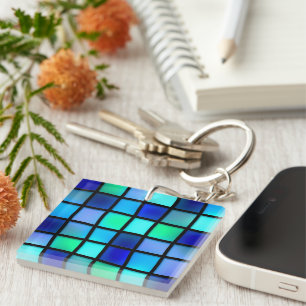 Blue Squares Key Ring
