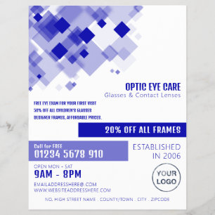 Blue Squares, Optician, Technical Practitioner Flyer