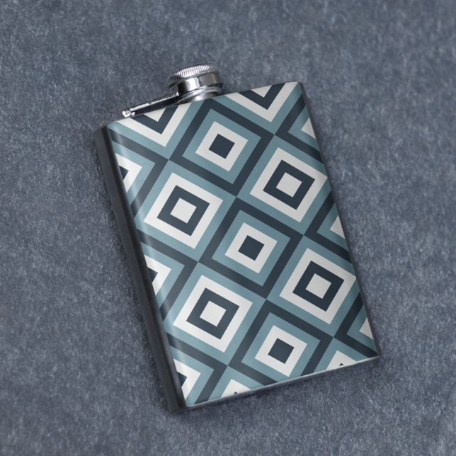 Blue Squares Pattern Hip Flask (Blue Squares Pattern Flask)