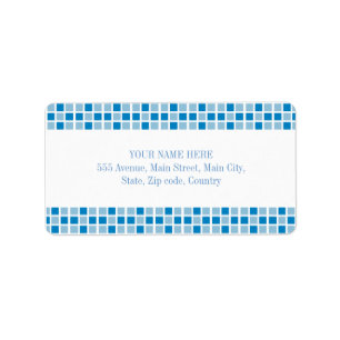 Blue Squares Pattern Label