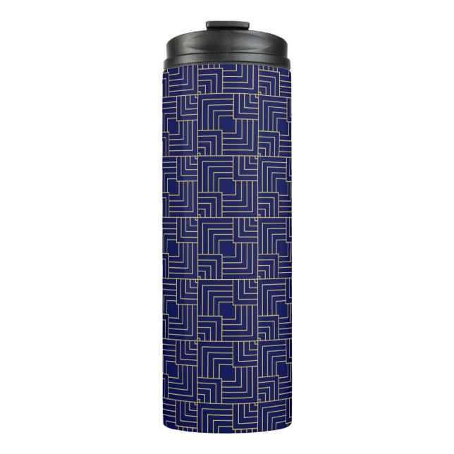 Blue Squares Thermal Tumbler (Front)