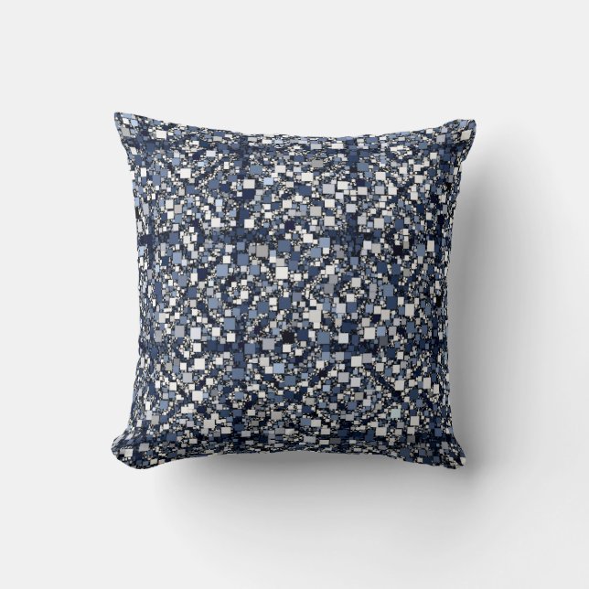 Blue Squares Throw Pillow (Front)