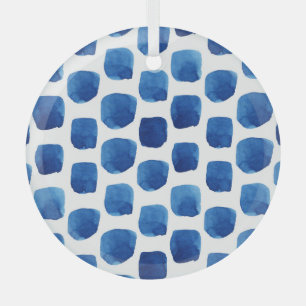Blue squares, watercolor seamless pattern. glass tree decoration