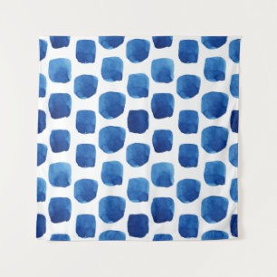 Blue squares, watercolor seamless pattern. tapestry