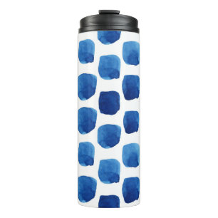 Blue squares, watercolor seamless pattern. thermal tumbler