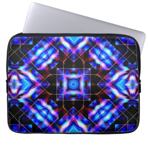 Blue squares with gradient acrylic style, on dark  laptop sleeve