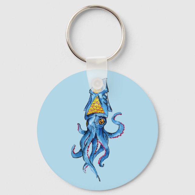 Blue Squid Key Ring (Front)