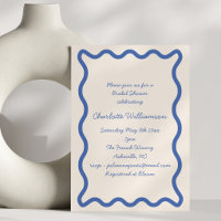 Blue Squiggle Wavy Border Bridal Shower Party
