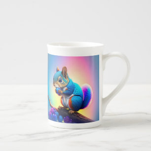 Blue Squirrel Eating A Fruit-323232 Bone China Mug
