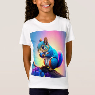 Blue Squirrel Eating A Fruit-323232 T-Shirt