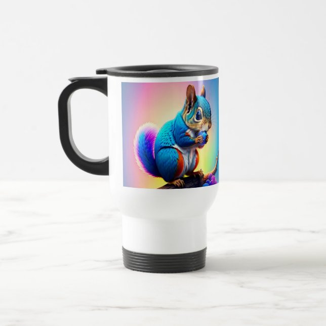 Blue Squirrel Eating A Fruit-323232 Travel Mug (Left)