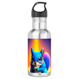 Blue Squirrel Eating A Fruit-79577 532 Ml Water Bottle
