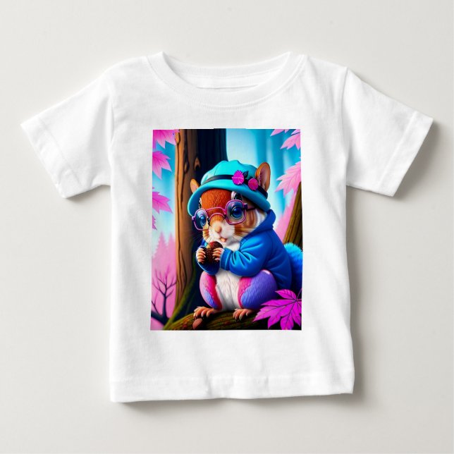 Blue Squirrel Eating A Fruit  Baby T-Shirt (Front)