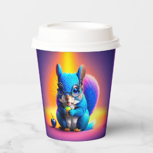 Blue Squirrel Eating A Fruit  Paper Cups